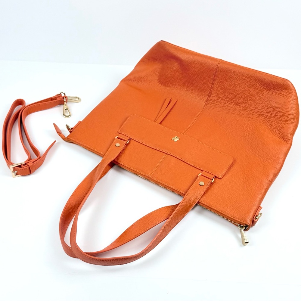 Ora Delphine Eden Leather Tote Bag in Clementine / Orange Leather $398 MSRP - Picture 5 of 15